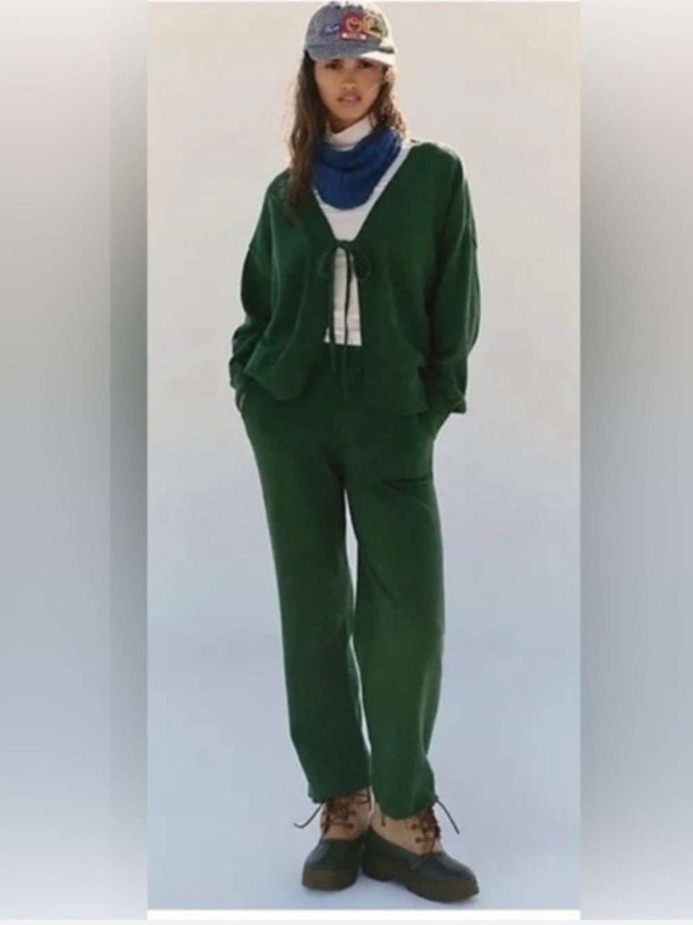 Free People /FP Beach Solar 2-Piece Sweater Set Pine Heather L NWOT Lounge Cardi - Picture 6 of 11